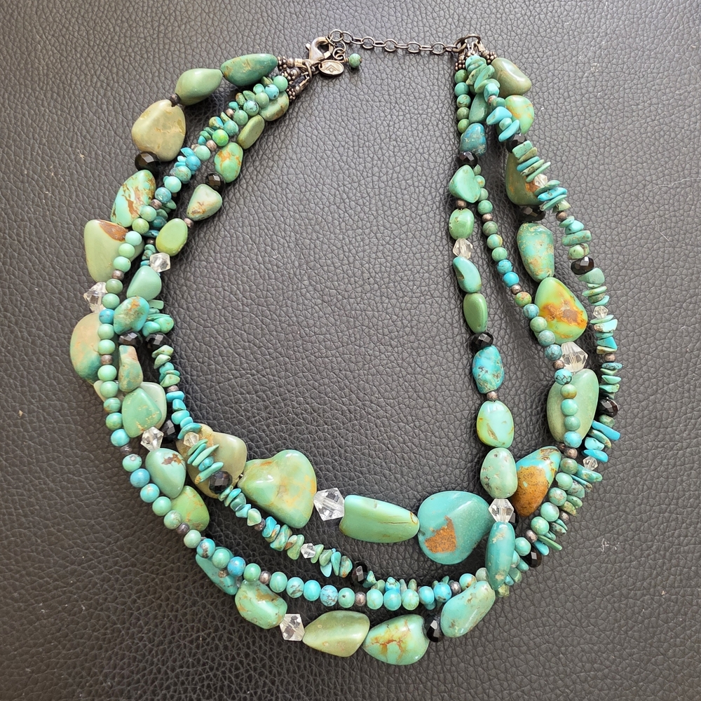 Handmade Turquoise Multi-Strand Beaded Necklace - Brand Unspecified